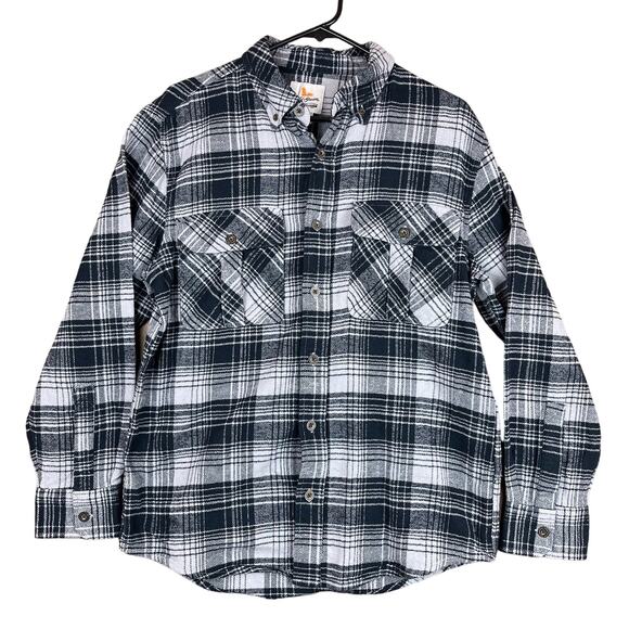Field & Stream Mens Shirt Gray Blue Plaid Fleece Button Down Front Pockets Small - Picture 1 of 13